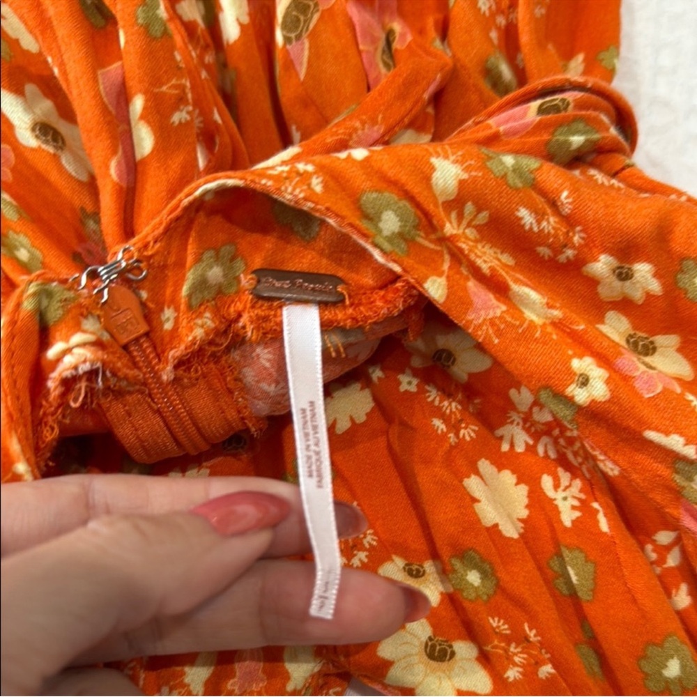 Free People Floral Orange Dress - Picture 7 of 12